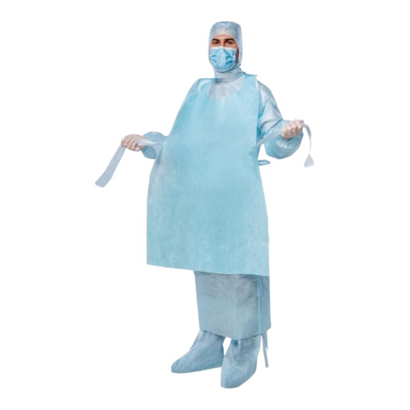 Фартух непромокальний, довжина 140 cm(см), ламiнований спанбонд 45g/m2(г/м2), нестерильний, одноразового використання ,ТМ «АХІЛЛ»